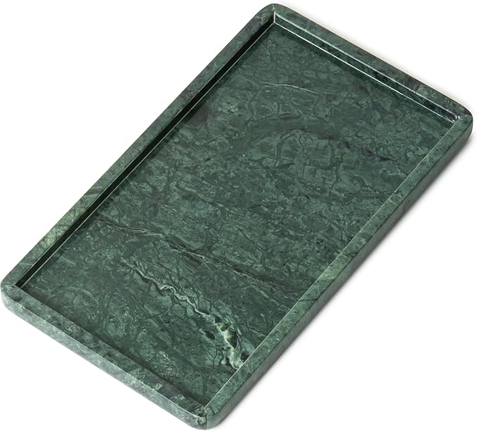 Cork & Mill Green Marble Tray for Bathroom Countertop, Kitchen Counter by CorkMill