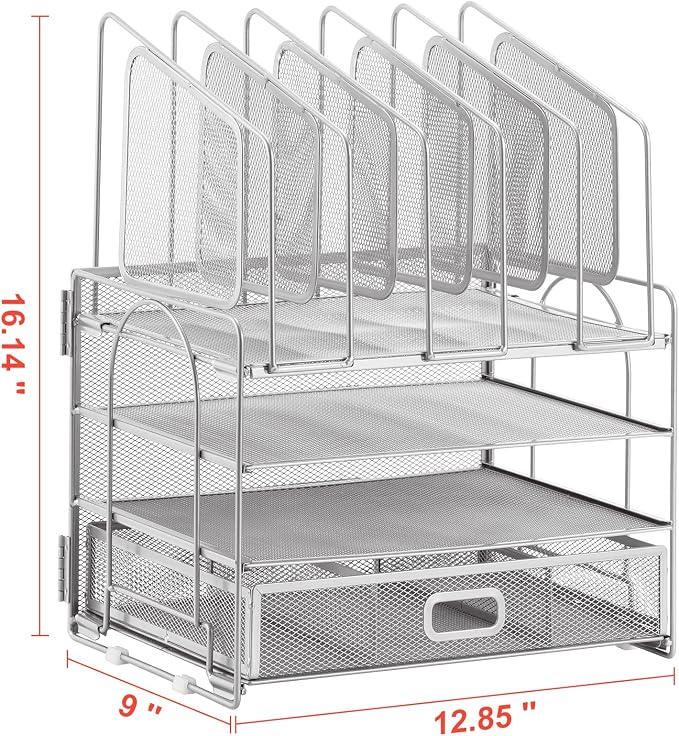 Marbrasse Desk Organizers, 4-Tier Mesh Desk File Organizer - Image 5
