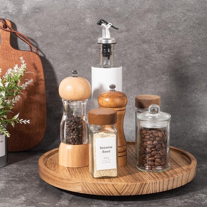 Wood Lazy Susan Organizer Kitchen Turntable - Image 2