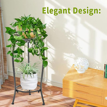 THKFUL Metal Plant Stands Indoor Outdoor, 2Tier Tall Potted Plant Stand Plant - Image 2