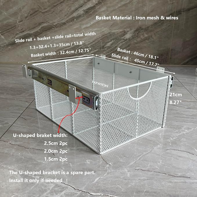 Pull Out Closet Drawer for Clothes | Sliding Wire Basket for Wardrobe Cabinets - Image 2