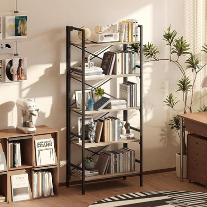 Folding Bookshelf, 5 Tier Bookcase Foldable Shelf - Image 2