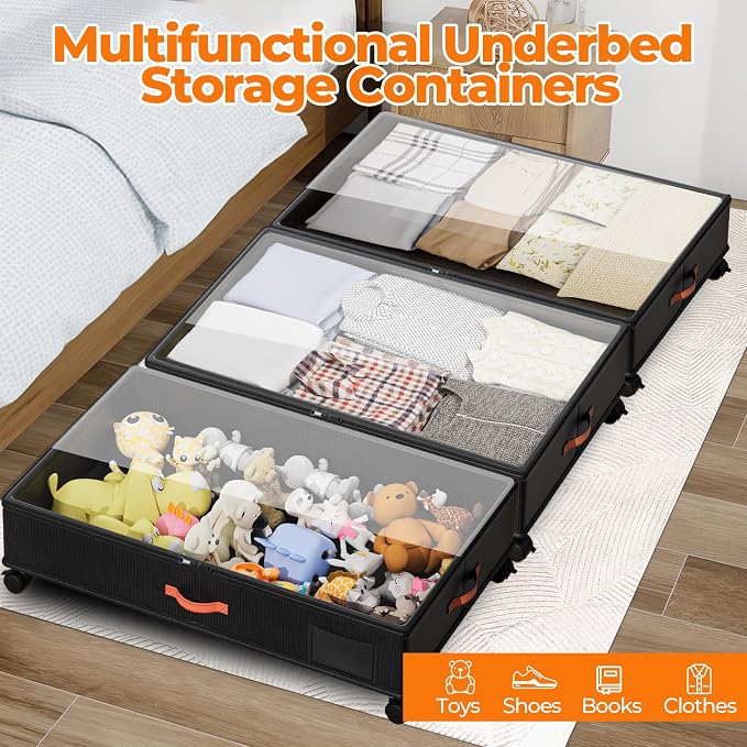 Under Bed Storage with Wheels, XXL Large Under the Bed Storage Organizer Bins - Image 5