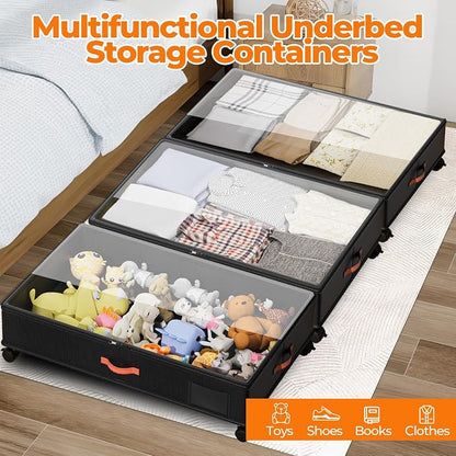 Under Bed Storage with Wheels, XXL Large Under the Bed Storage Organizer Bins - Image 5