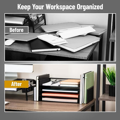 Mind Reader Desktop Organizer, File Storage, Paper Tray, Metal Mesh, 16.75"L x - Image 5