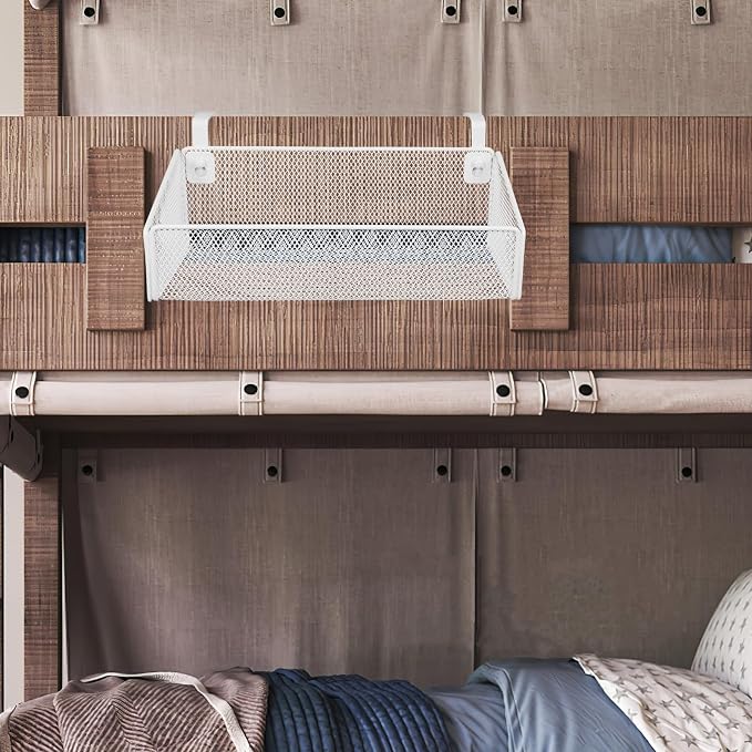 PRETYZOOM Bedside Caddy Hanging Storage Rack Bedside Metal Hanging Shelf - Image 5