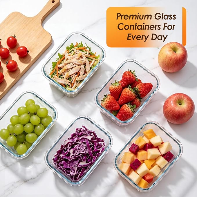 5 Pack 36oz Glass Storage Containers - Image 5