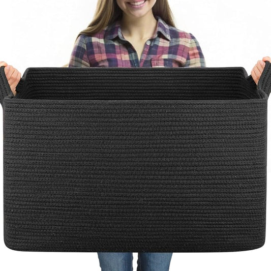 95L Extra Large Blanket Basket, Rectangle Nursery Blanket Storage by OIASKET