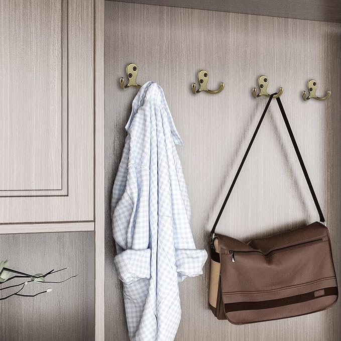 IBosins 10 Pack Heavy Duty Double Prong Coat Hooks Wall Mounted - Image 6