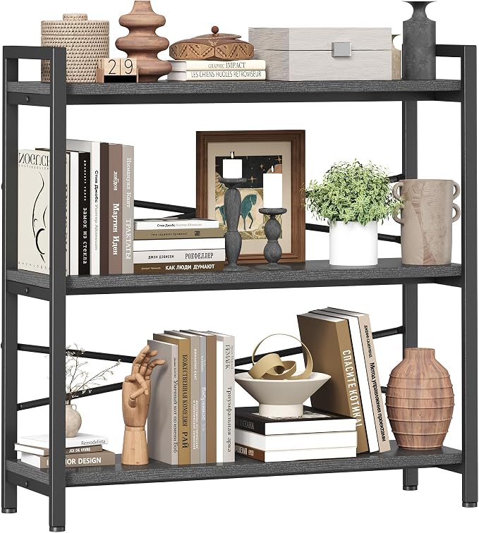 Book Shelf, 3 Tier Bookshelf 31.49" Width, Book Shelf Storage and Organization by Homeiju