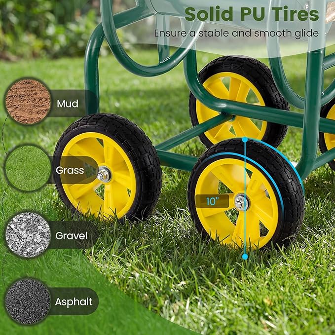 Goplus Garden Hose Reel Cart, 330ft 5/8" or 400ft 1/2" Large Capacity, - Image 4