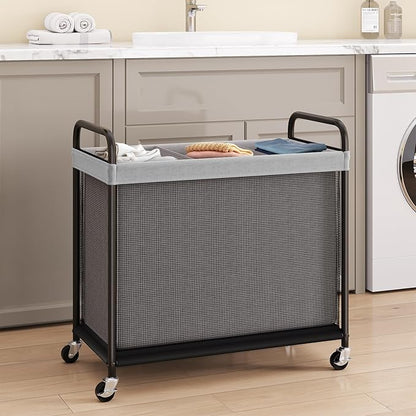 ELYKEN Laundry Hamper 3 Section, 120L Rolling Laundry Sorter - Image 2