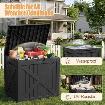 35 Gallon Waterproof Resin Deck Box, Outdoor Lock Toy Storage Bins Container - Image 2