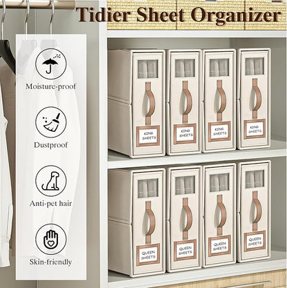 4 Pack Foldable Bed Sheets Set Organizers and Storage, Linen Fabric Closet - Image 5