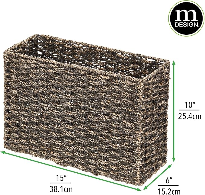 mDesign Rustic Farmhouse Woven Seagrass Toilet Paper Holder Basket - Image 3