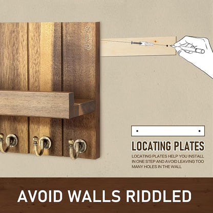 Rebee Vision Acacia Wood Key Holder Wall Mount – Farmhouse Key Holder - Image 6