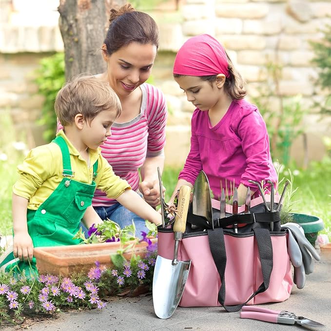 WORKPRO 8-Piece Pink Garden Tool Set, Stainless Steel Gardening Tools - Image 6