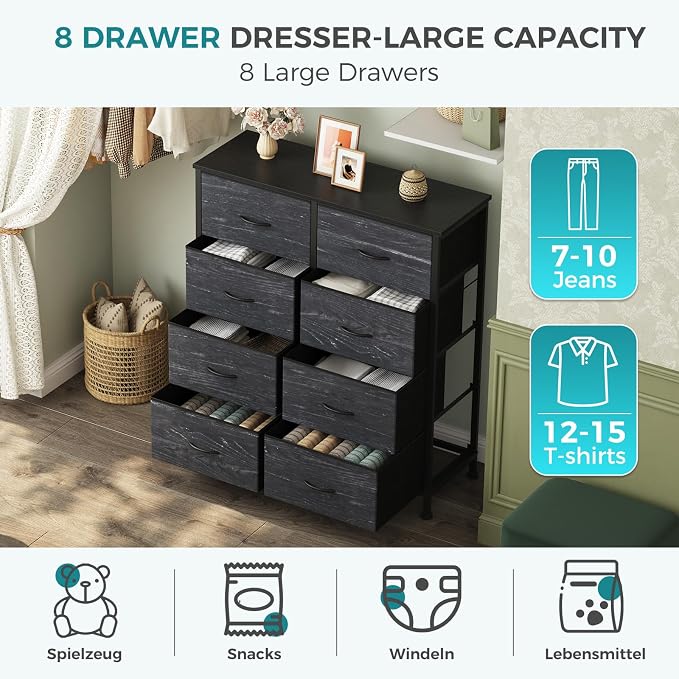 OLIXIS Dresser for Bedroom, 8 Storage Drawers, Tall Fabric Tower Organizer | - Image 4