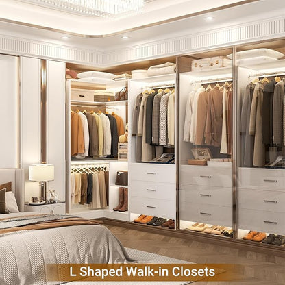 Aheaplus Closet System with 3 Drawers, 2 Hanging Rods & Corner Tower, Corner - Image 6