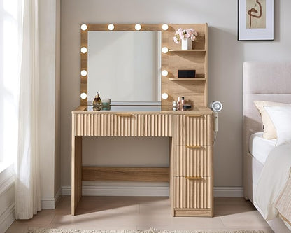 AMERLIFE 36.2" Fluted Vanity Desk - Image 2