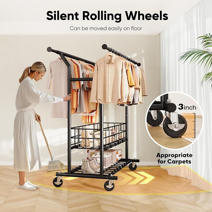 HOKEEPER Heavy Duty Clothes Rack Load 625 LBS, Clothing Rack - Image 8