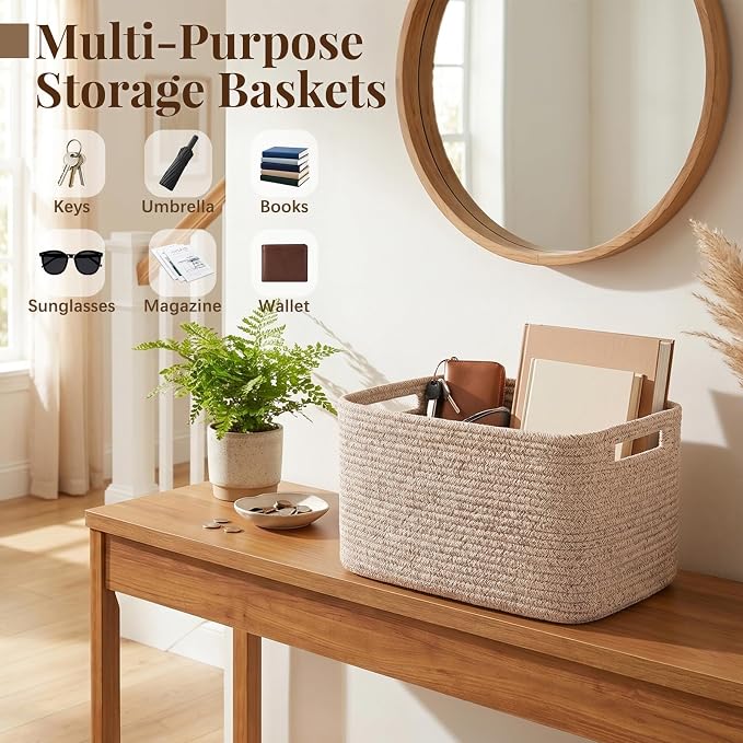 OIASKET 4Packs Natural Cotton Rope Storage Baskets - Image 8