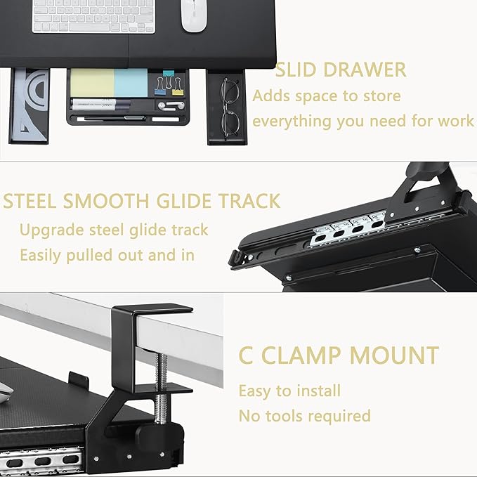 ETHU Keyboard Tray Under Desk, Ergonomic Corner Keyboard Tray - Image 5