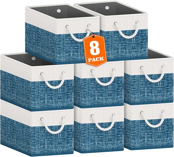 Storage Bins 8-Pack, Foldable Storage Baskets by Fabtotes