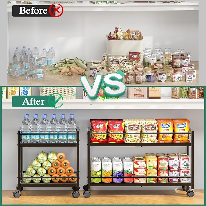 2-Tier Expandable Rolling Pantry Cart - Image 6