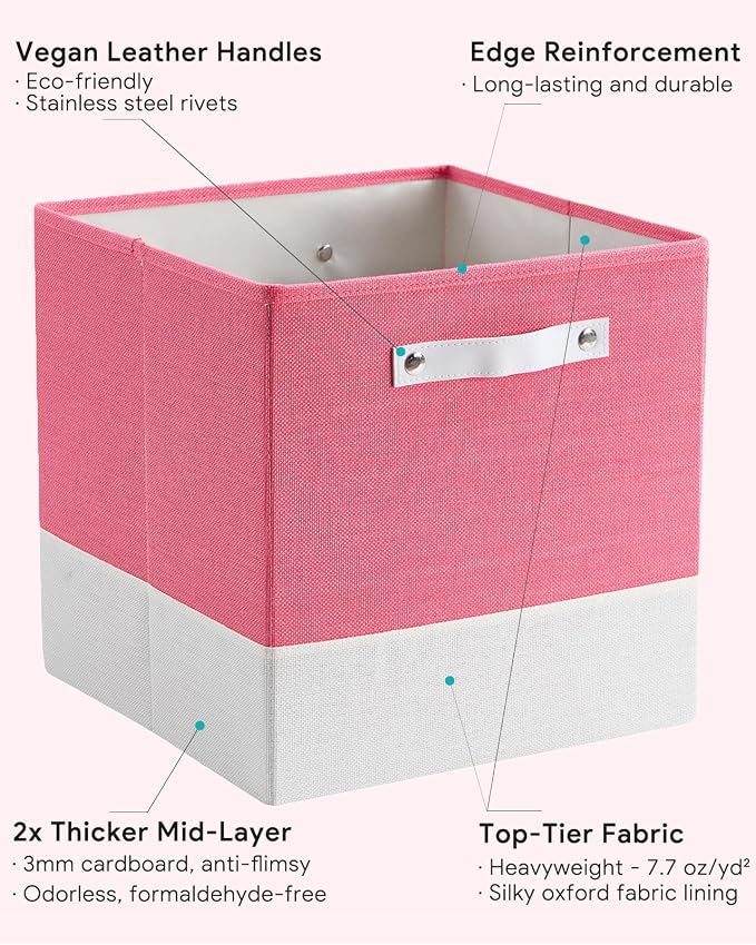 Storage Cube Bins | 7.7 oz/yd² Fabric Cubby Organizer Baskets - Image 5