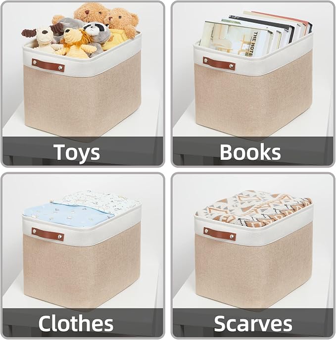 HNZIGE Fabric Storage Baskets for Organizing Large Canvas Rectangular Storage - Image 5