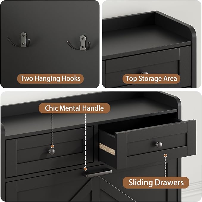 Shoe Cabinet with 3 Flip Drawers & 2 Top Drawers, Hidden Slim Shoe Rack - Image 6