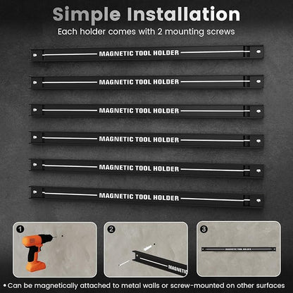 Goplus 6PCS 18" Magnetic Tool Holder, Wall Mounted 176LBS Capacity Magnetic - Image 4