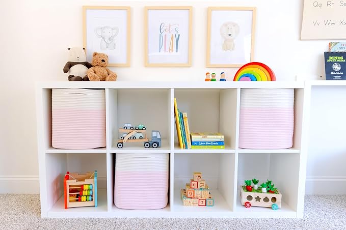 NaturalCozy 13x15x13 Kallax Storage Cubes, 3 Pack | Cotton Rope Cube Storage - Image 3