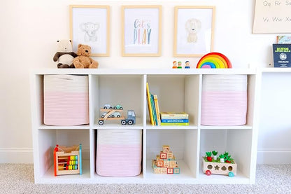 NaturalCozy 13x15x13 Kallax Storage Cubes, 3 Pack | Cotton Rope Cube Storage - Image 3