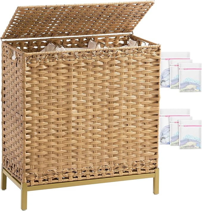 SETVSON Laundry Hamper with Lid 132 L, Clothes Hamper with Lid, Handwoven by SETVSON