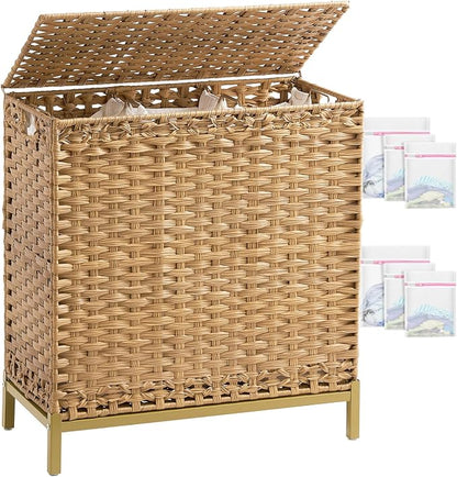 SETVSON Laundry Hamper with Lid 132 L, Clothes Hamper with Lid, Handwoven by SETVSON