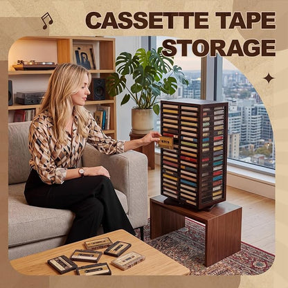 Ripeng Cassette Tape Holder Rotatable Cassette Storage 360 Degree Cd Tower - Image 7