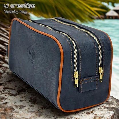 Dopp Gift Large Travel Toiletry Bag Premium Quality PU Leather Two compartments - Image 2
