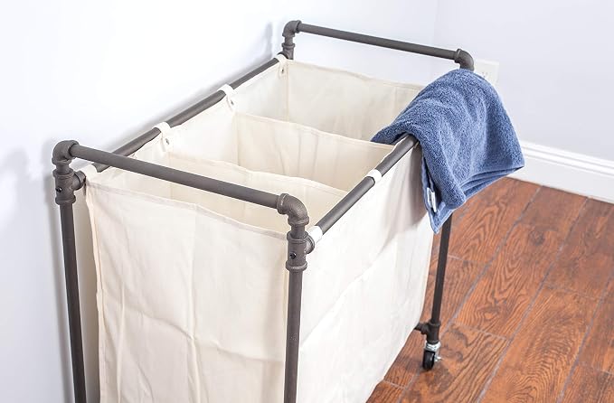 028-28003 Modern Industrial Style 3 Section Laundry Sorter, 33.24” W x 17.10” D - Image 3