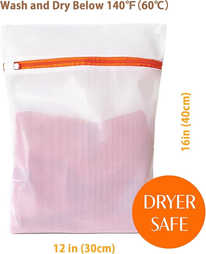 4 Pack Mesh Laundry Bags for Delicates 12inx16in, Dryer Safe, Breathable Fine - Image 2