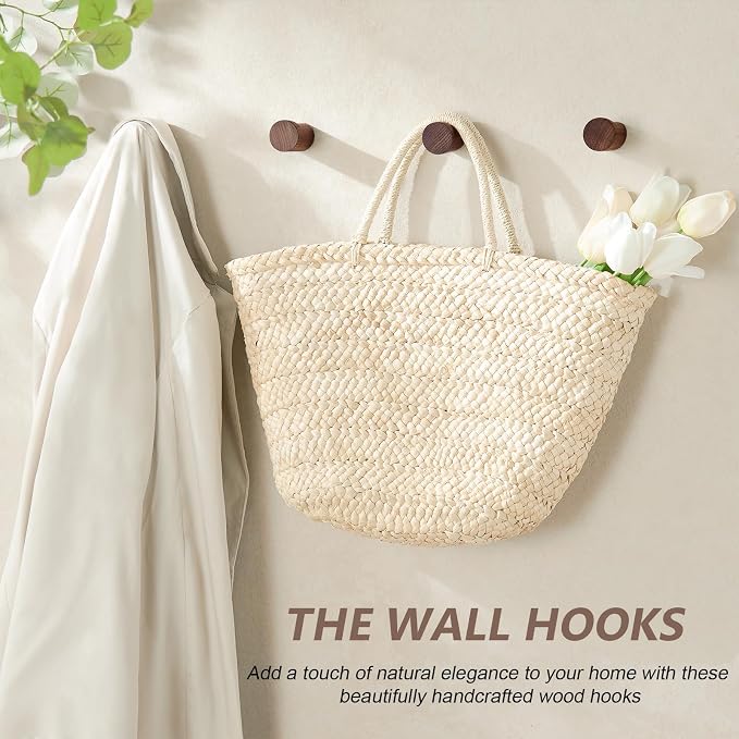 Wooden Wall Hooks 4 Pack, Modern Decorative Coat Hook Wall-Mount, Handmade - Image 2