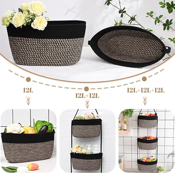 Hanging Basket, 3-Tier Woven Wall Basket - Image 5