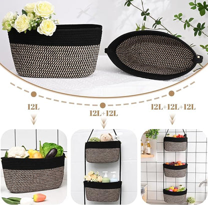 Hanging Basket, 3-Tier Woven Wall Basket - Image 5