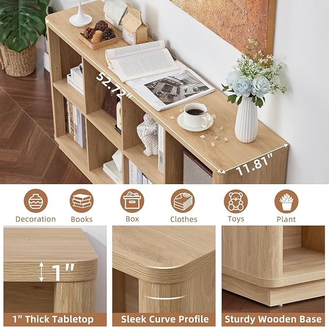 8 Cube Storage Book Shelf, Floor Standing Wooden Cubby Bookcase - Image 4