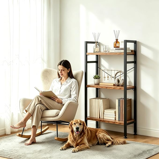 HealSmart 3 Tier Bookshelf, Free Standing Book Shelf Home Office Bookcase Shelf - Image 2