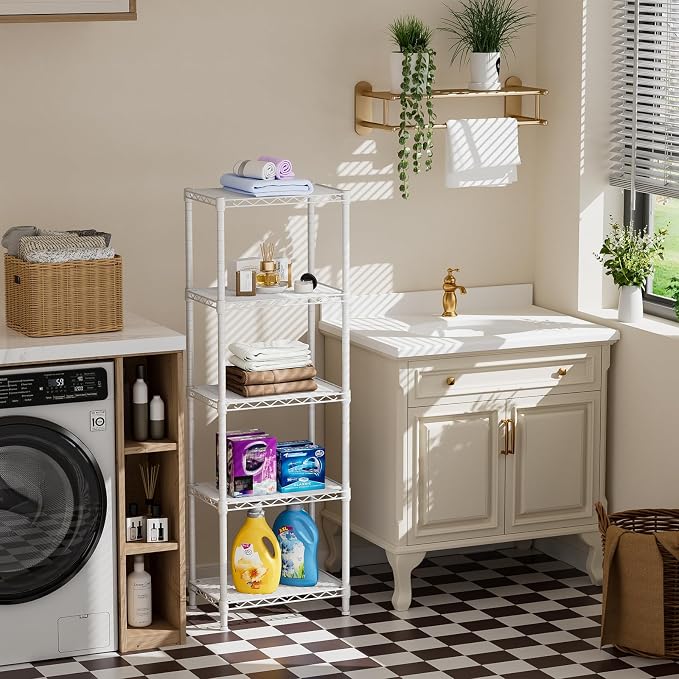 Small 5 tire Shelves Storage Wire Shelving Unit Metal Shelf Adjustable - Image 8