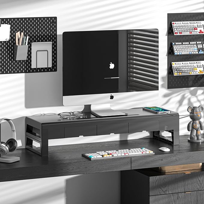 Computer monitor stand with three drawer ，22W charging, 2 USB 3.0, and 1 USB - Image 2