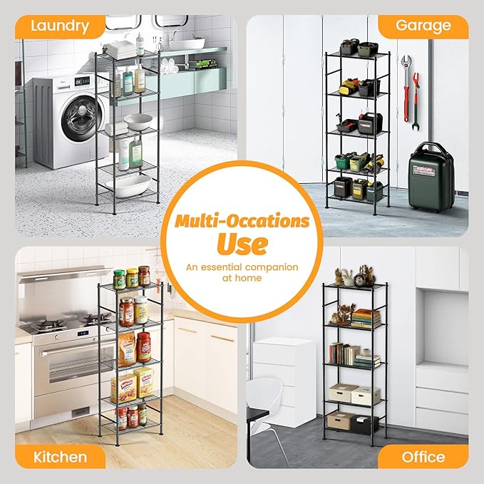 Abiglifty Storage Shelves, 5 Tier Metal Shelf Organizer, Garage Shelving - Image 7