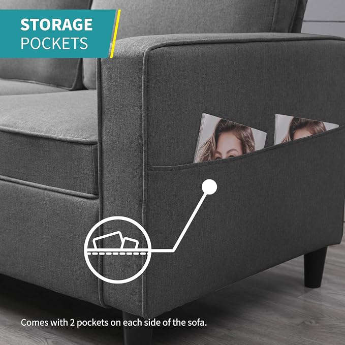 BALUS 78" Living Room Sofa Set, 3 Seater Sofa - Image 6